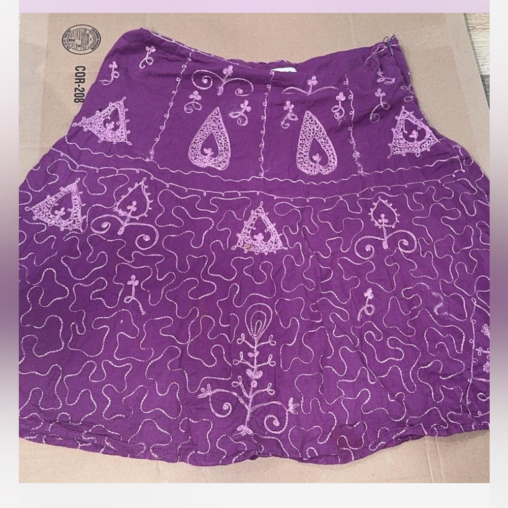 JPR boho Purple paisley Embroidered Women's Skirt medium